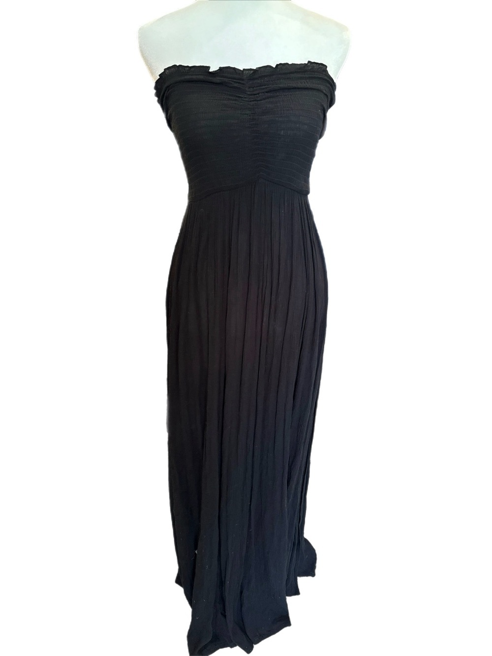 Elan Black Strapless Maxi Dress with Ruched Bodice